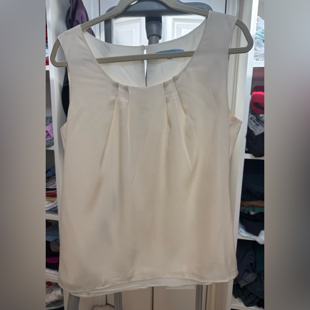 ANTONIO MELANI Brown and White Pleated Blouse